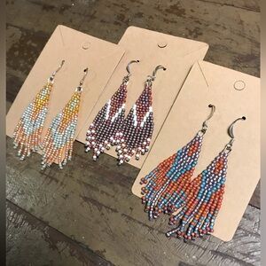 Lot of 3 Seed Bead Alaskan Artist Made Tassel Earrings